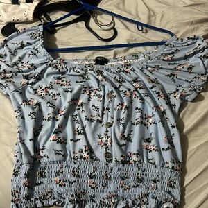 Blue off the shoulder top